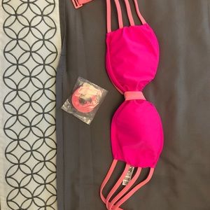 Pink victoria secret swim top with strings